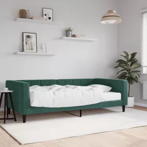 sötétzöld bársony heverő matraccal 100 x 200 cm