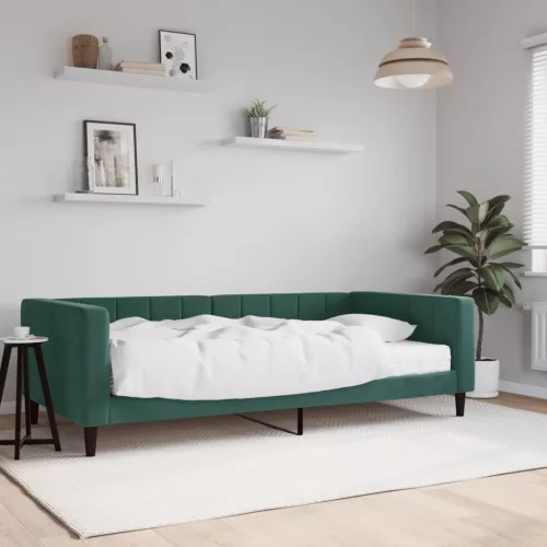 sötétzöld bársony heverő matraccal 100 x 200 cm