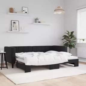 fekete kihúzható bársony heverő 80 x 200 cm
