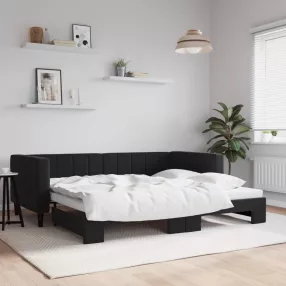 fekete kihúzható bársony heverő 90x200 cm