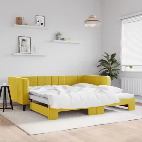 sárga kihúzható bársonyheverő 100 x 200 cm