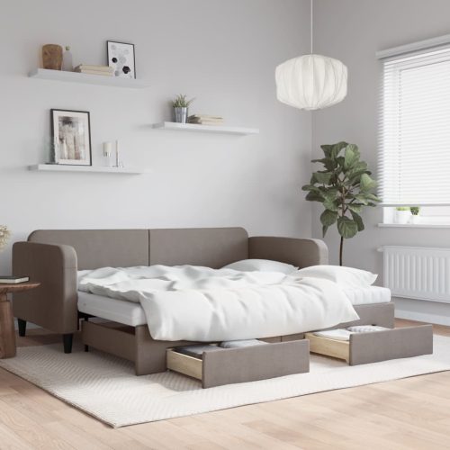 tópszínű kihúzható szövet heverő fiókokkal 90 x 200 cm