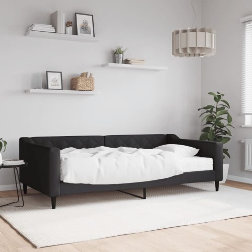 fekete szövet kanapéágy matraccal 100 x 200 cm