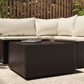   Barna polyrattan négyzet alakú kerti dohányzóasztal 50x50x30 cm