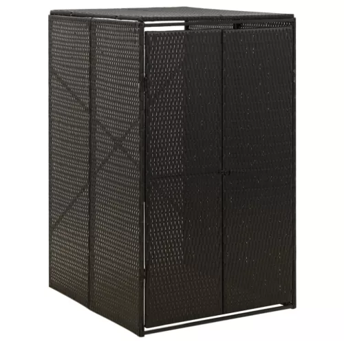 fekete polyrattan kerekes kukatároló fészer 70 x 80 x 117 cm
