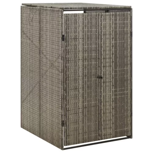 szürke polyrattan kerekes kukatároló fészer 70 x 80 x 117 cm