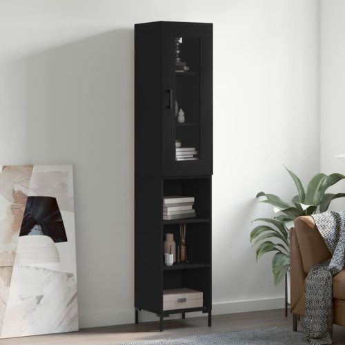 fekete szerelt fa magasszekrény 34,5 x 34 x 180 cm