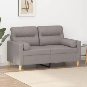   2 személyes tópszínű szövet kanapé díszpárnákkal 120 cm