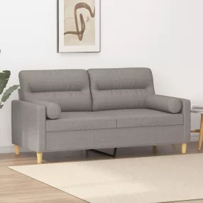   2 személyes tópszínű szövet kanapé díszpárnákkal 140 cm