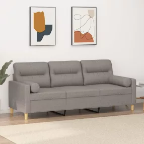   3 személyes tópszínű szövetkanapé díszpárnákkal 180 cm