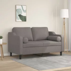   2 személyes tópszínű szövet kanapé díszpárnákkal 120 cm