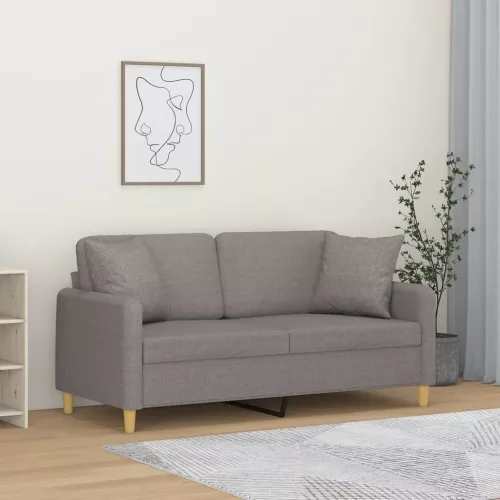 2 személyes tópszínű szövet kanapé díszpárnákkal 140 cm