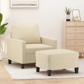 Krémszínű szövet kanapéfotel lábtartóval 60 cm