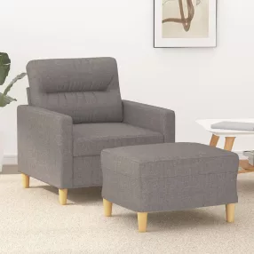 Tópszínű szövet kanapéfotel lábtartóval 60 cm
