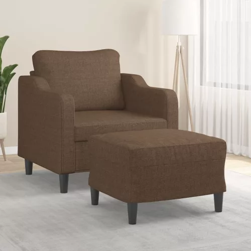 Barna szövet kanapéfotel lábtartóval 60 cm