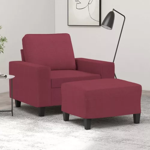 Bordó szövet kanapéfotel lábtartóval 60 cm