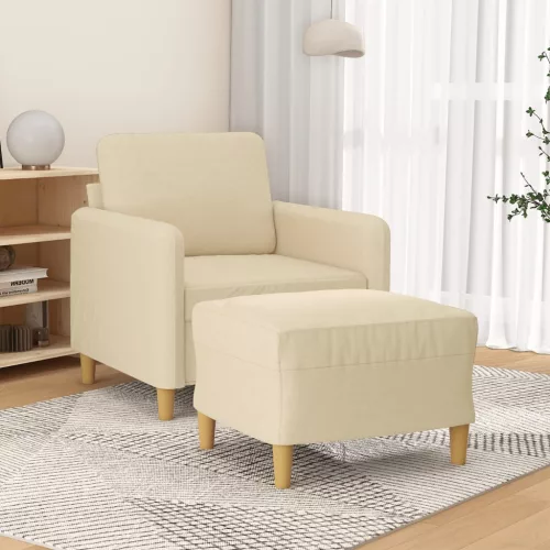 Krémszínű szövet kanapéfotel lábtartóval 60 cm