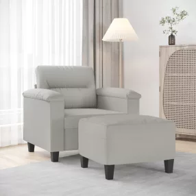   Világosszürke mikroszálas szövet kanapéfotel lábtartóval 60 cm