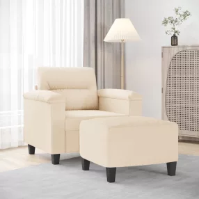 Bézs mikroszálas szövet kanapéfotel lábtartóval 60 cm