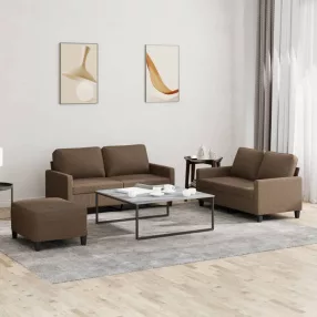 3 részes barna szövet ülőgarnitúra párnákkal