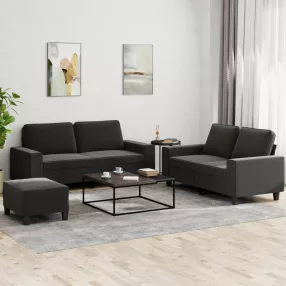 3 részes fekete szövet ülőgarnitúra