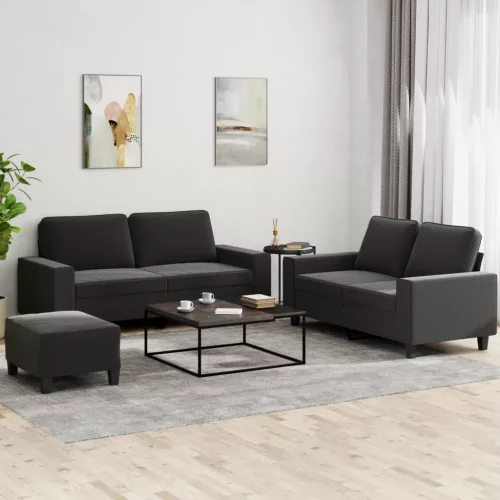 3 részes fekete szövet ülőgarnitúra