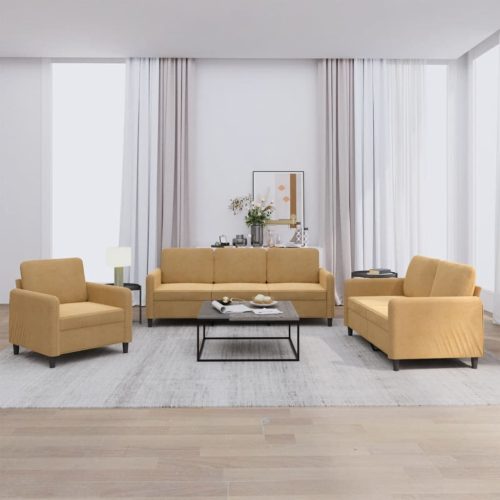 3 részes barna bársony ülőgarnitúra