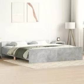 betonszürke ágykeret fej- és lábtámlával 200 x 200 cm