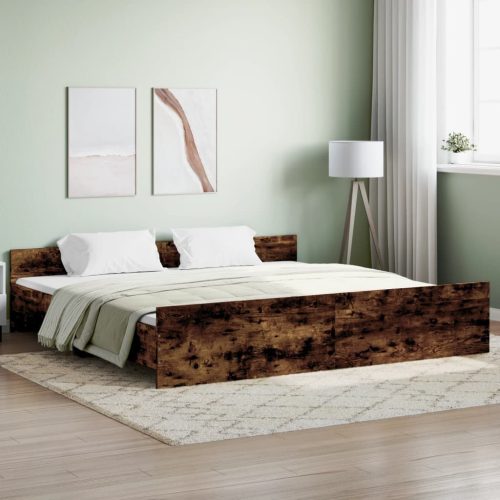 füstös tölgy színű ágykeret fej- és lábtámlával 200 x 200 cm