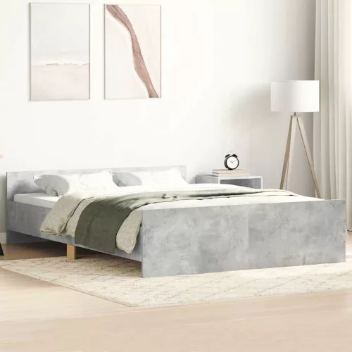 betonszürke ágykeret fej- és lábtámlával 120 x 200 cm