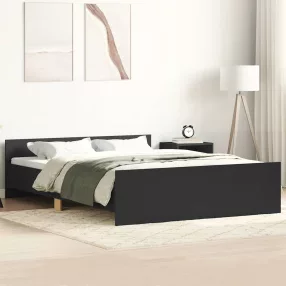 fekete ágykeret fej- és lábtámlával 140 x 200 cm