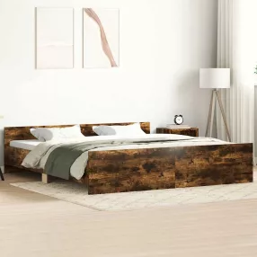   füstös tölgy színű ágykeret fej- és lábtámlával 180 x 200 cm