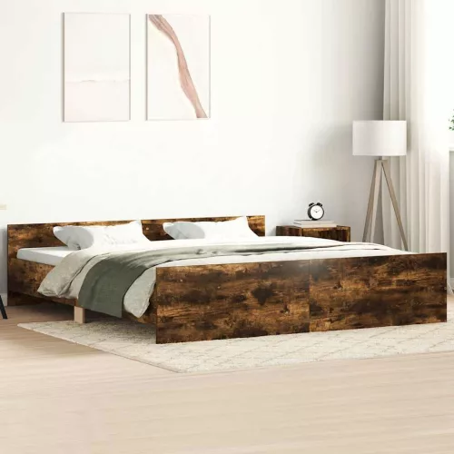 füstös tölgy színű ágykeret fej- és lábtámlával 180 x 200 cm