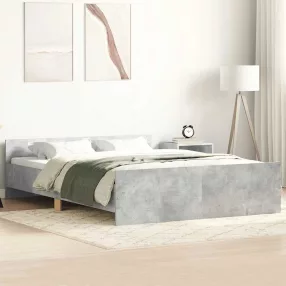 betonszürke ágykeret fej- és lábtámlával 140 x 190 cm