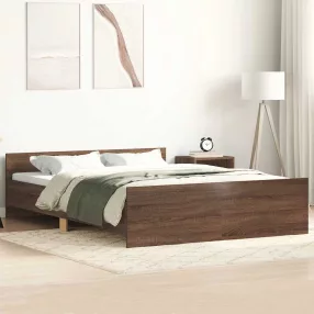   barna tölgy színű ágykeret fej- és lábtámlával 140 x 190 cm