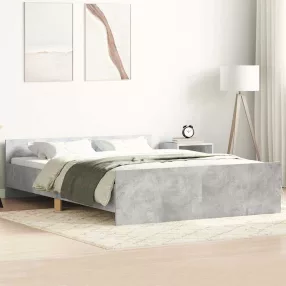 betonszürke ágykeret fej- és lábtámlával 135 x 190 cm