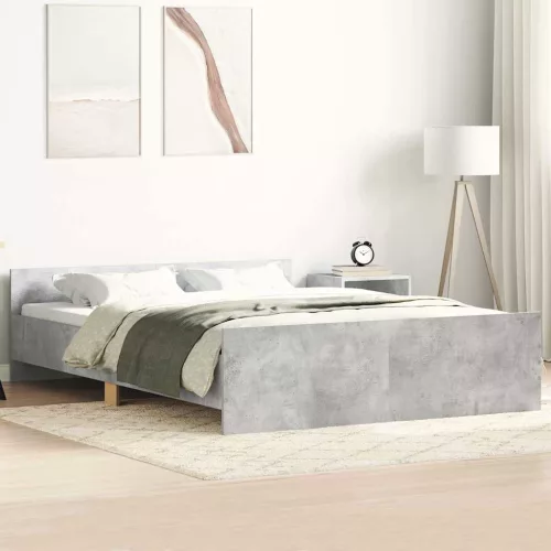 betonszürke ágykeret fej- és lábtámlával 135 x 190 cm