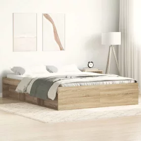 sonoma tölgy színű king size ágykeret 150 x 200 cm
