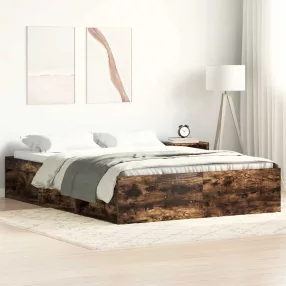 füstös tölgy színű franciaágykeret 135 x 190 cm
