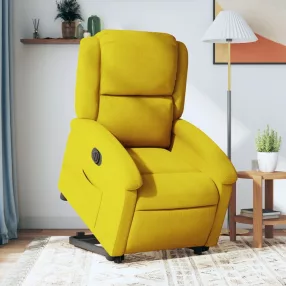   elektromos felállást segítő sárga bársony dönthető fotel