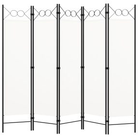 fehér 5 paneles paraván 200 x 180 cm