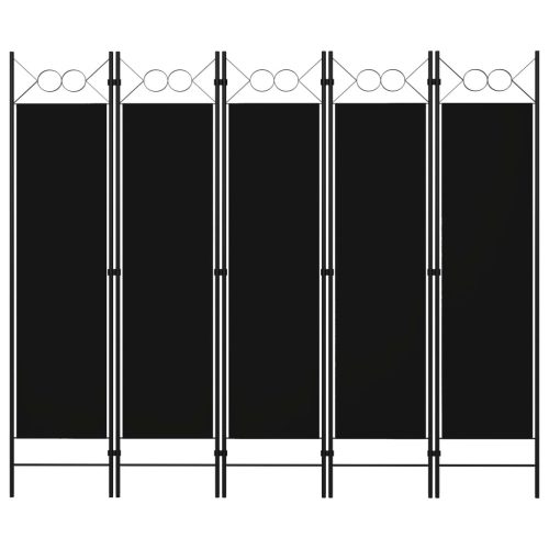 Fekete 5 paneles paraván 200 x 180 cm