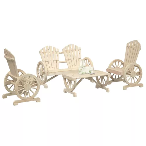 4 részes tömör fenyőfa kerti pihenőgarnitúra