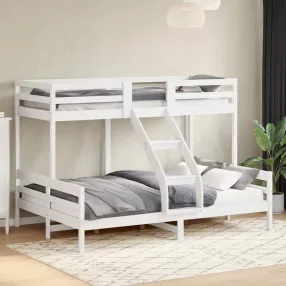 fehér tömör fenyőfa emeletes ágy 80 x 200/140 x 200 cm