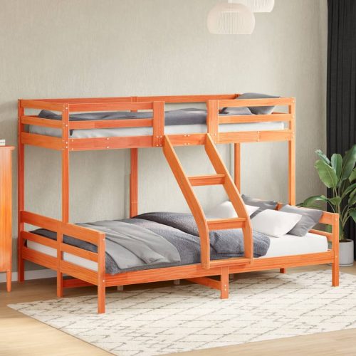 viaszbarna tömör fenyőfa emeletes ágy 80 x 200/140 x 200 cm