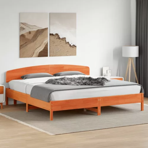 viaszbarna tömör fenyőfa ágy matrac nélkül 180 x 200 cm