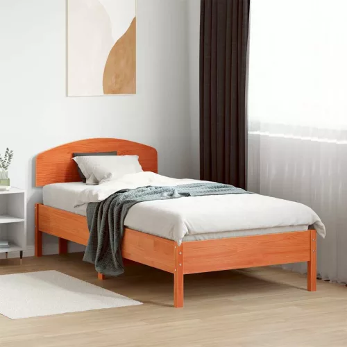 viaszbarna tömör fenyőfa ágy matrac nélkül 75 x 190 cm