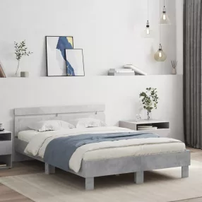 betonszürke szerelt fa ágykeret fejtámlával 120x200 cm
