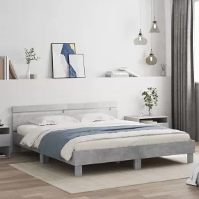   betonszürke ágykeret fejtámlával és LED-del 200 x 200 cm