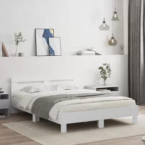 fehér ágykeret fejtámlával és LED-del 150 x 200 cm